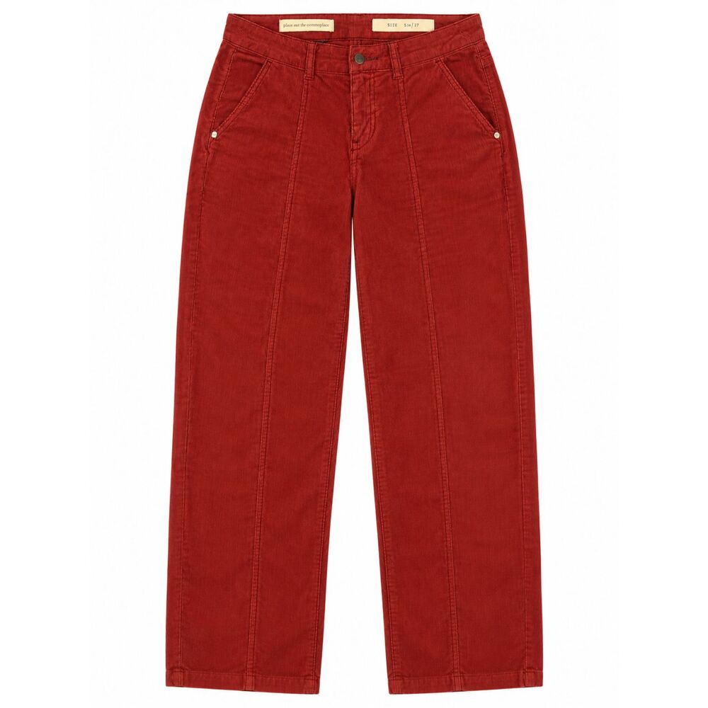 Pilcro Letterpress STET Corduroy Pants 27 Rust Red Straight Leg Anthropologie